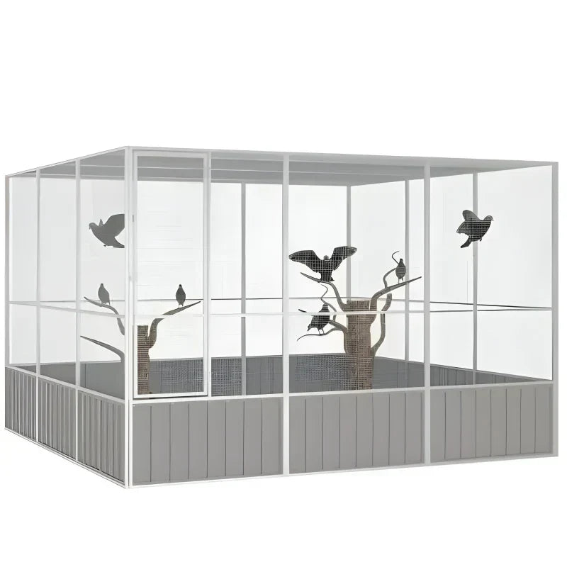 Cage à oiseaux - Cage extérieur Gris 302,5x324,5x211,5 cm Acier galvanisé