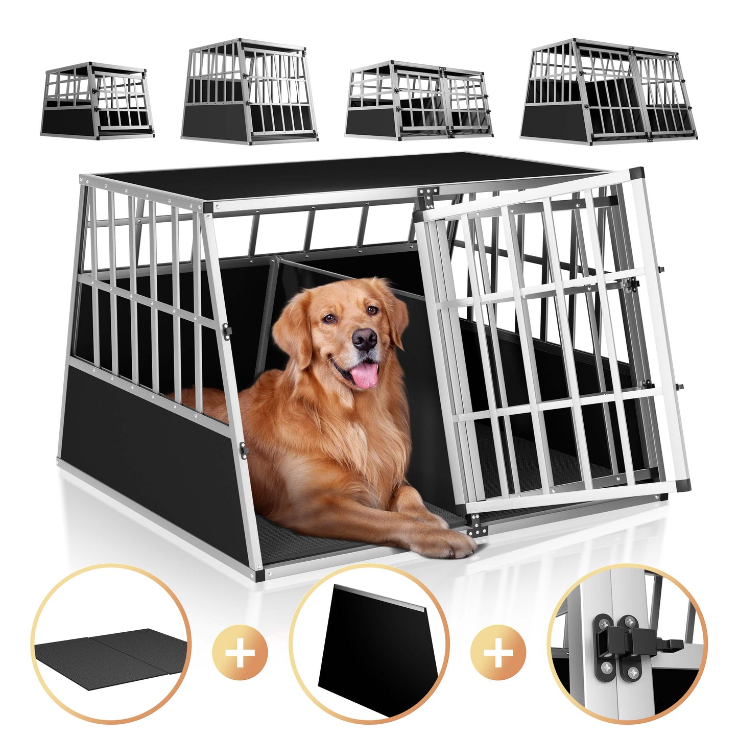 Cage de transport pour chiens en aluminium XXL 97x90x70 cm