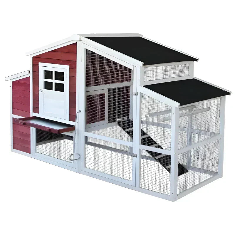 Poulailler XXL avec espaces extérieurs abri plus large toit tar 200 cm