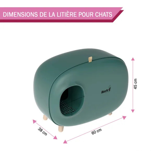 Bac à Litiere Chat 60x38x45 cm - Maison de Toilette pour Chat - Bac à Litière Fermé