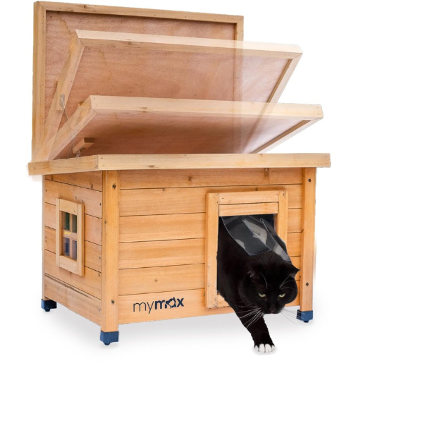 Maison Pour Chat en Bois avec Lucarne Supérieure Ouvrante