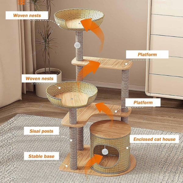 Tour d'arbre à chat - condo pour chat avec griffoir en sisal