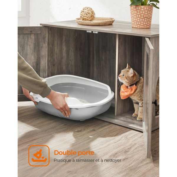 Maison de Toilette Chat - Meuble Litière Chat - avec Séparateur Amovible