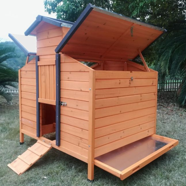 Poulailler 4 à 6 Poules Bois FSC Toit Ouvrant