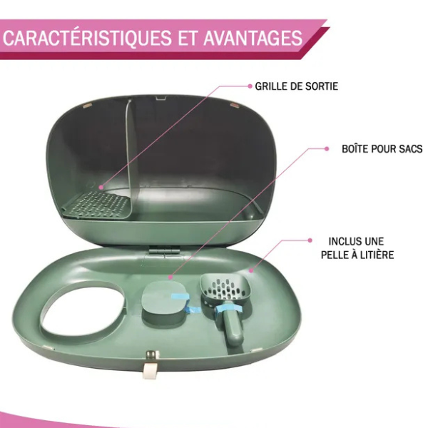 Bac à Litiere Chat 60x38x45 cm - Maison de Toilette pour Chat - Bac à Litière Fermé