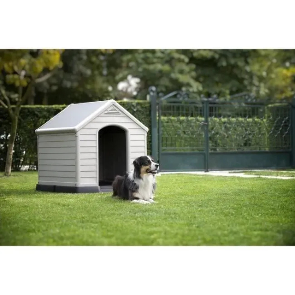 Niche pour Chien en Plastique Beige et Marron 99 x 95 x 99cm
