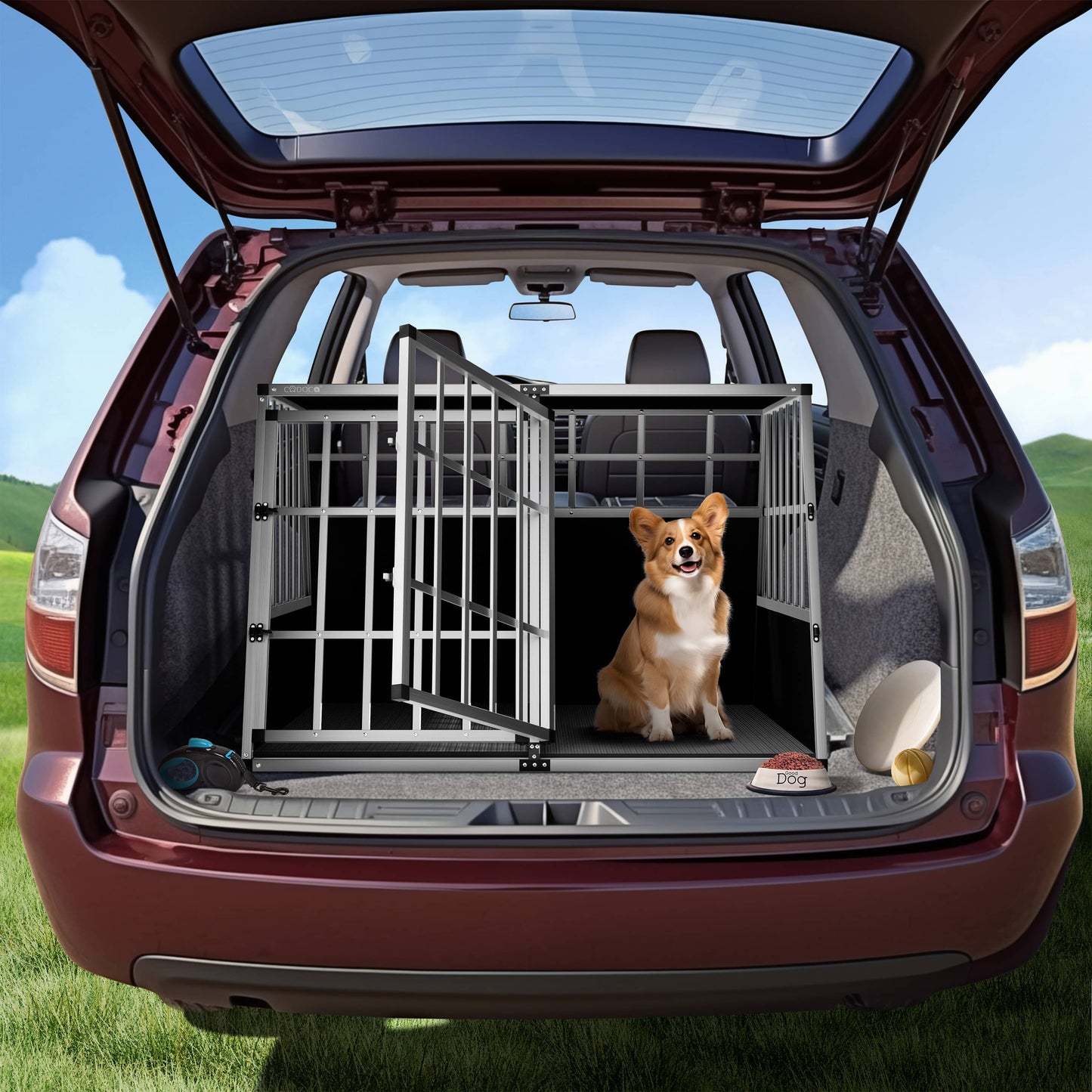 Cage de transport pour chiens en aluminium XXL 97x90x70 cm
