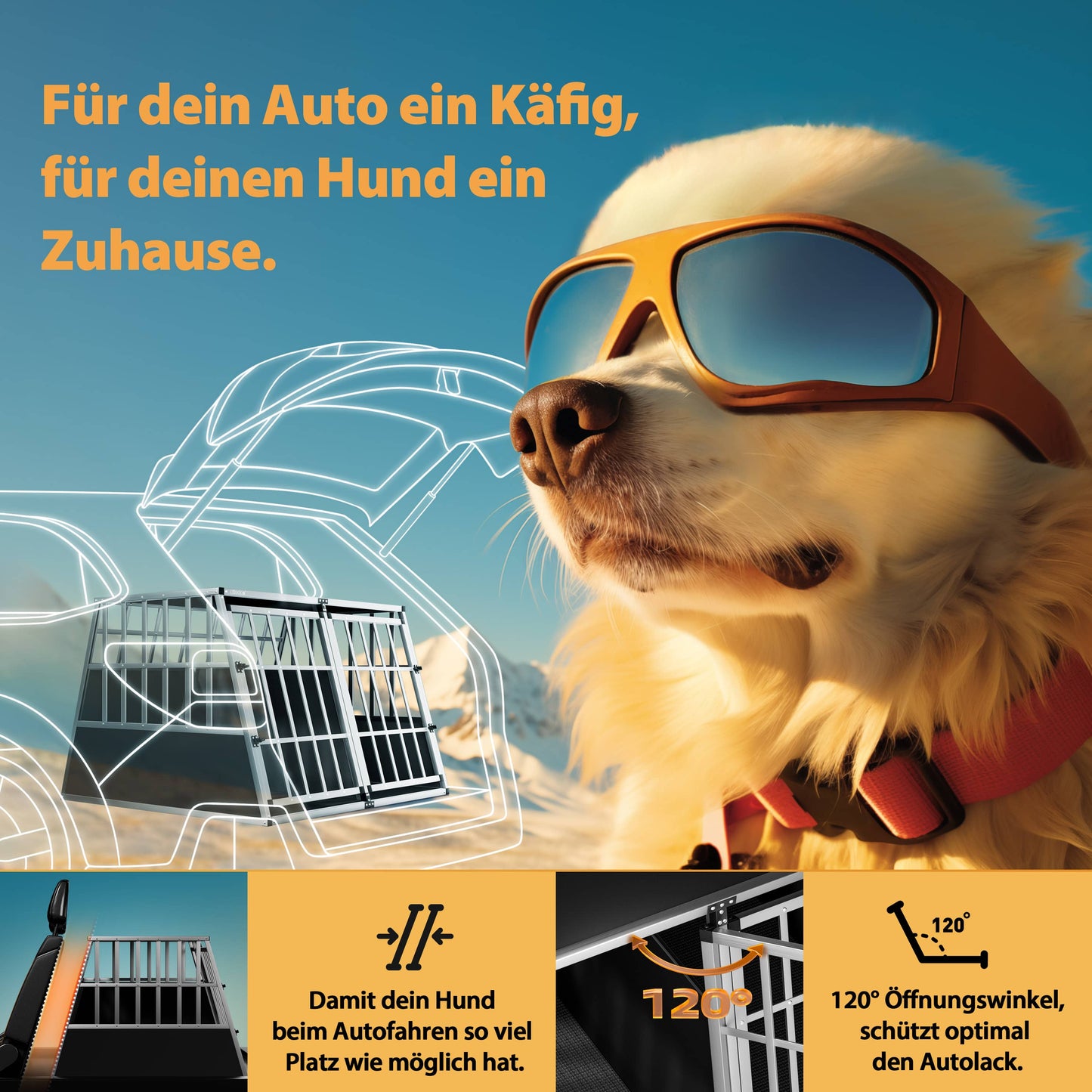 Cage de transport pour chiens en aluminium XXL 97x90x70 cm