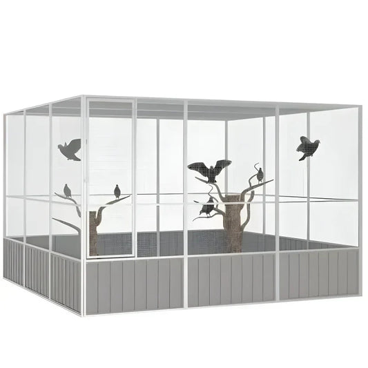 Cage à oiseaux - Cage extérieur Gris 302,5x324,5x211,5 cm Acier galvanisé