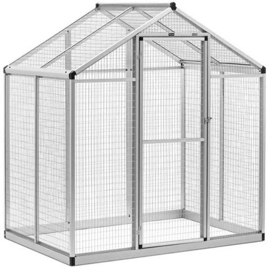 Volière XXL en Aluminium 122 x 178 x 195 cm - porte : 160 x 61.3 cm