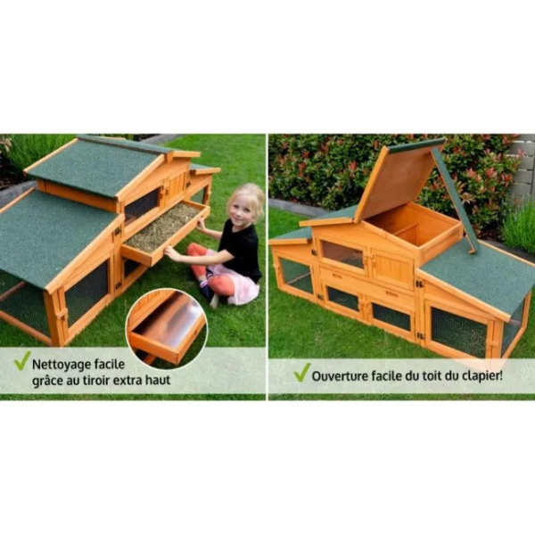 Cage Clapier pour Lapin Extérieur 185x51x75cm