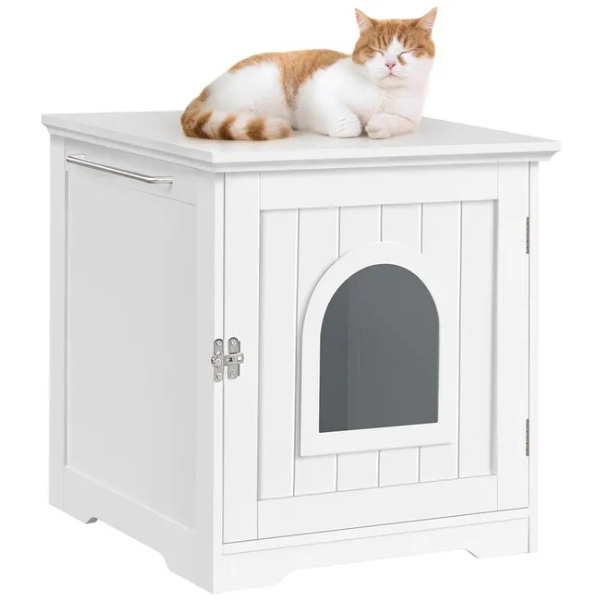 Maison De Toilette Pour Chats Avec Porte 50x53x55cm Meuble à Litière