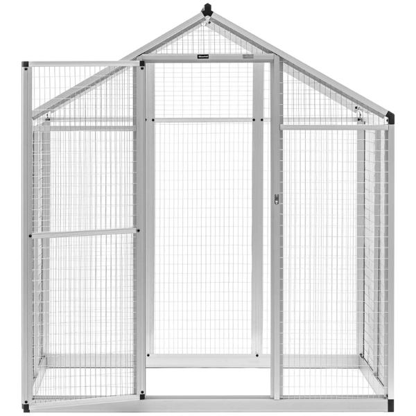 Volière XXL en Aluminium 122 x 178 x 195 cm - porte : 160 x 61.3 cm