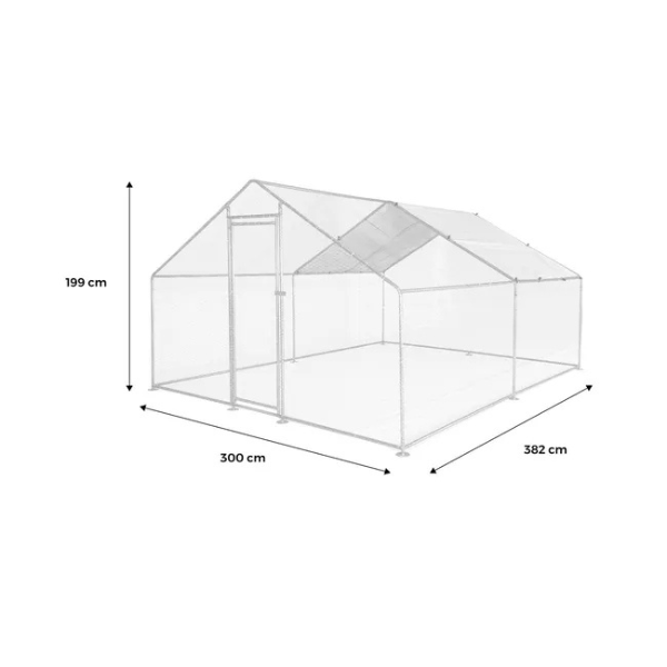 Enclos poulailler 12 m² parc grillagé 4x3 M acier galvanisé