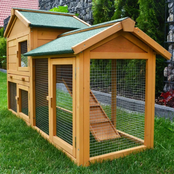Cage avec clapier - enclos lapin 145x53x86 cm - villa lapin