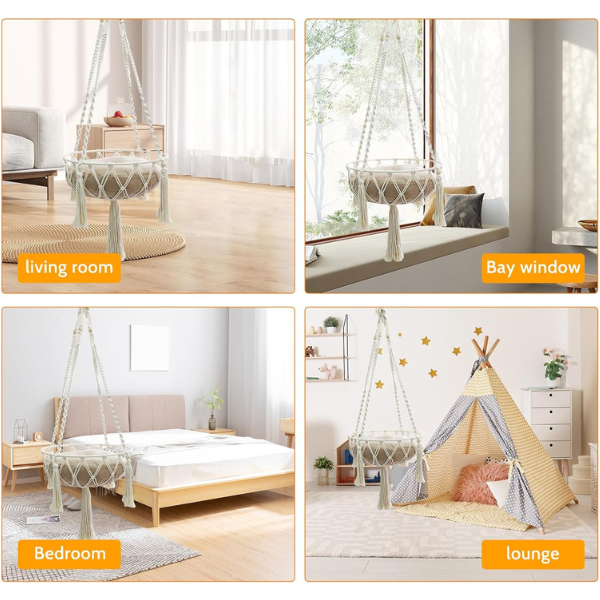 Lit Suspendu en Osier pour Chat Bohème