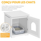 Maison De Toilette Pour Chats Avec Porte 50x53x55cm Meuble à Litière