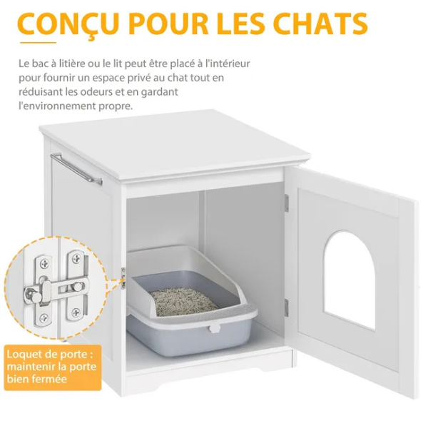 Maison De Toilette Pour Chats Avec Porte 50x53x55cm Meuble à Litière