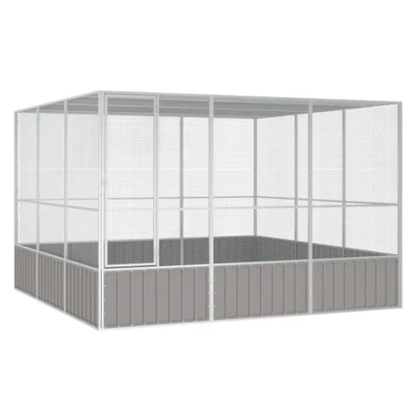 Cage à oiseaux - Cage extérieur Gris 302,5x324,5x211,5 cm Acier galvanisé